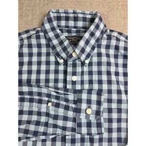 Abercrombie & Fitch Men's Blue Check Flip Cuff Cotton Preppy Academia Size Small